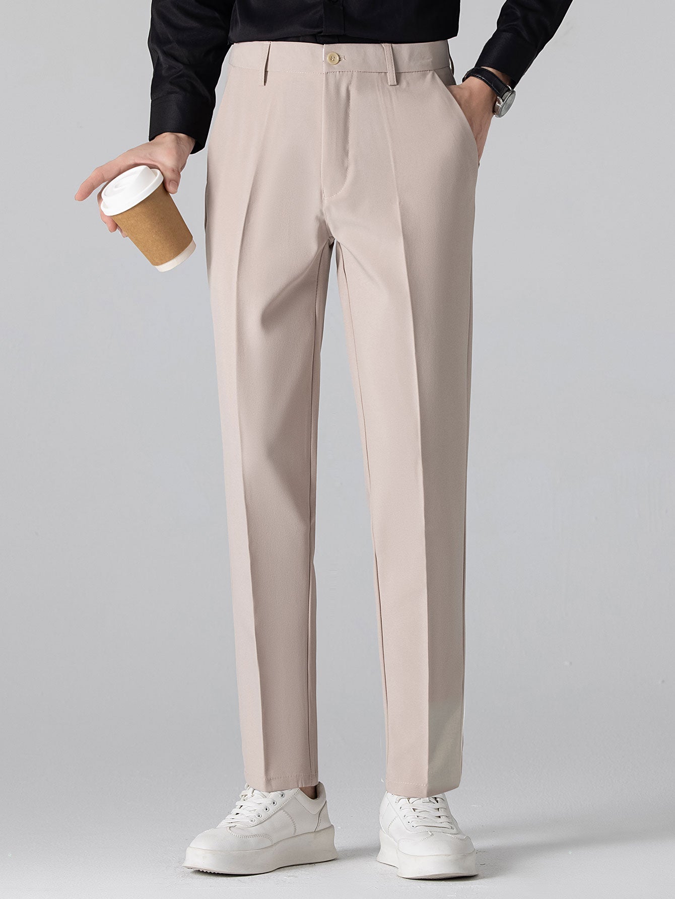 Twist Jacquard V Neck Polo & Slim Fit Tapered Trousers