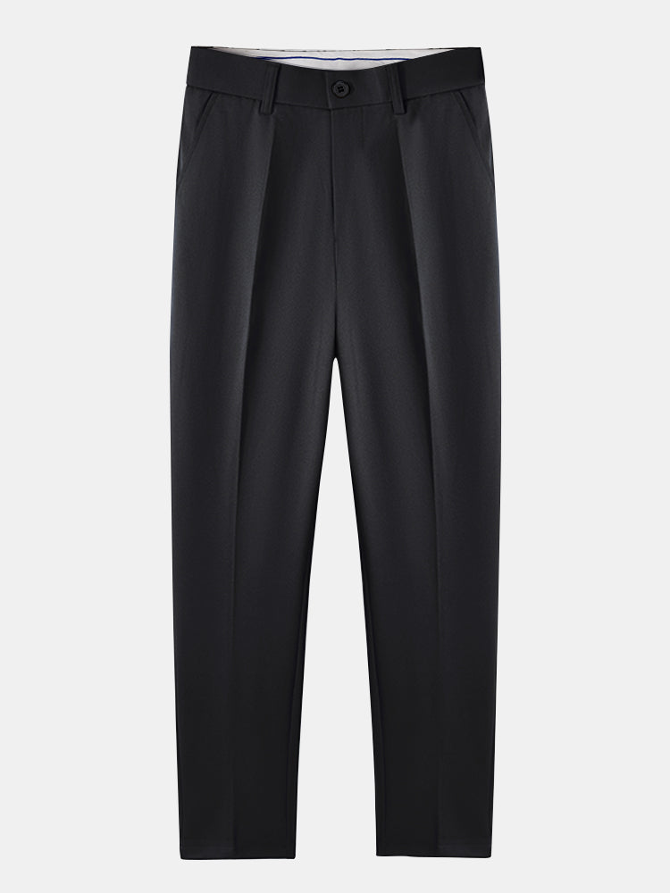 Stripe Johnny Collar Knit Polo & Slim Fit Tapered Trousers