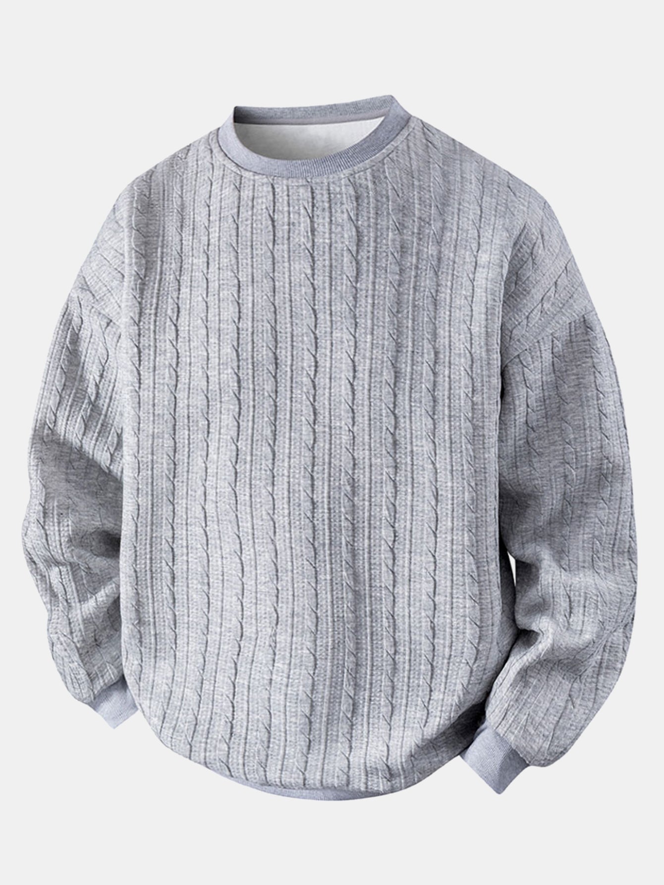 Relax Fit Twist Jacquard Crew Neck Sweatshirt & Twisted Jacquard Straight Leg Pants