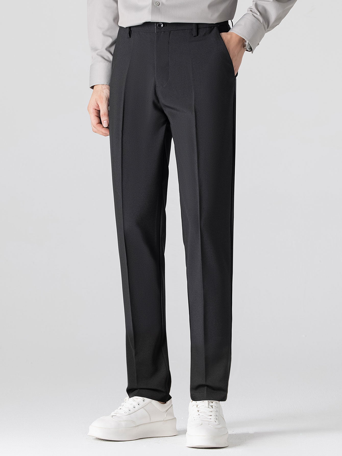 Geometric Jacquard Johnny Collar Polo & Slim Fit Tapered Trousers