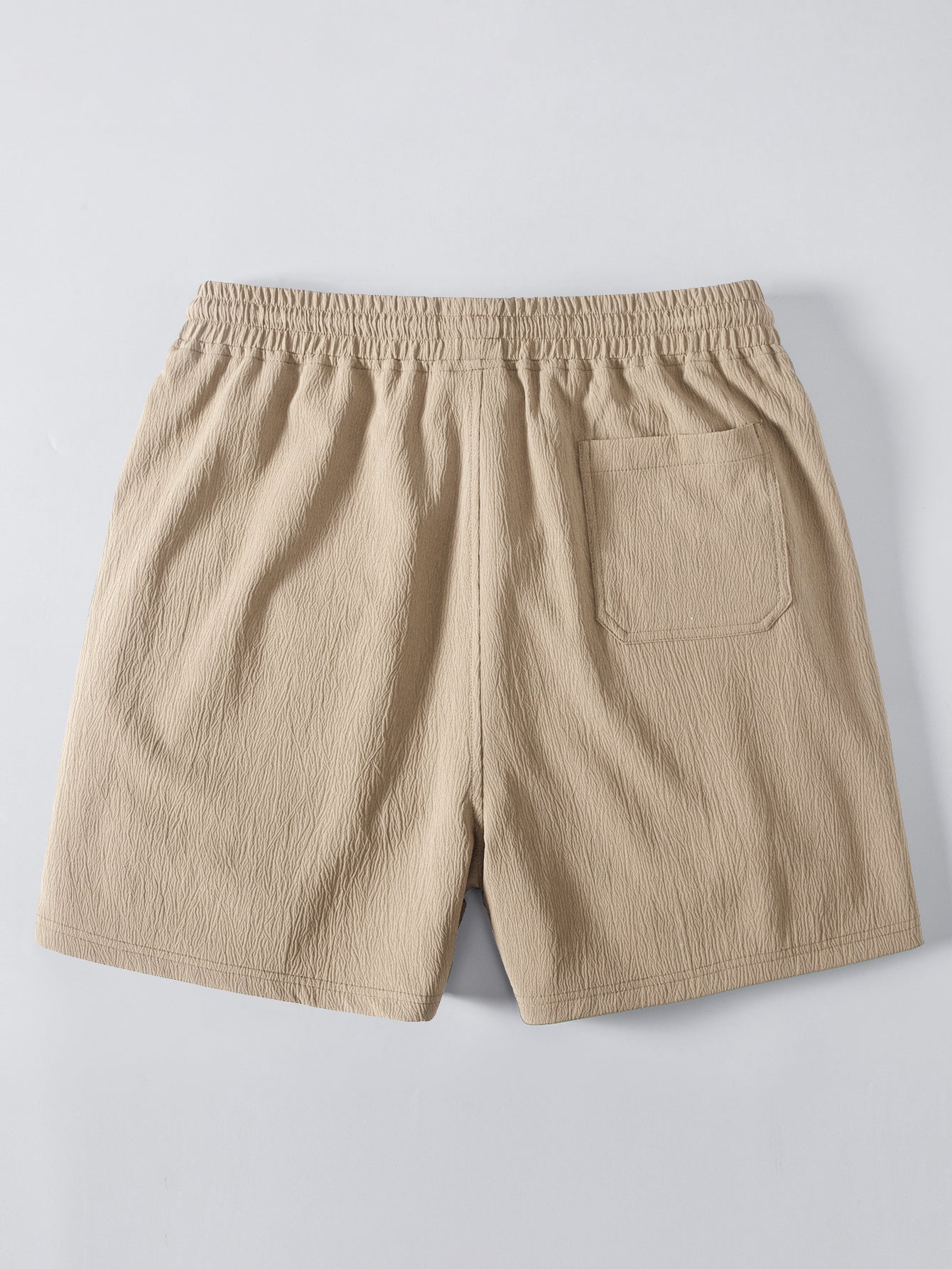 Geometry Rhombus Jacquard Button Up Shirt & Crinkle Textured Drawstring 5" Shorts
