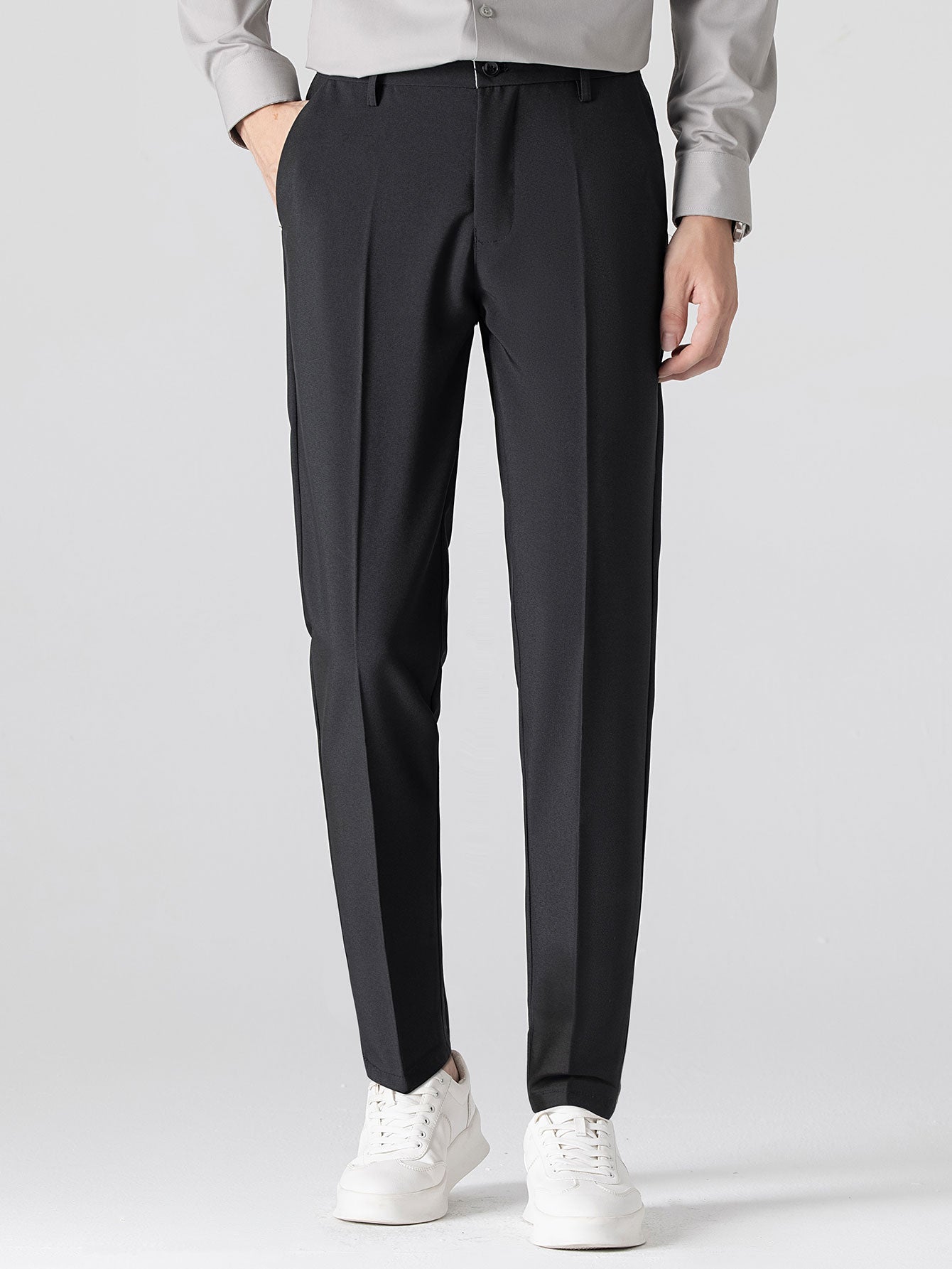 Twisted Jacquard Zipper Knit Polo & Slim Fit Tapered Trousers